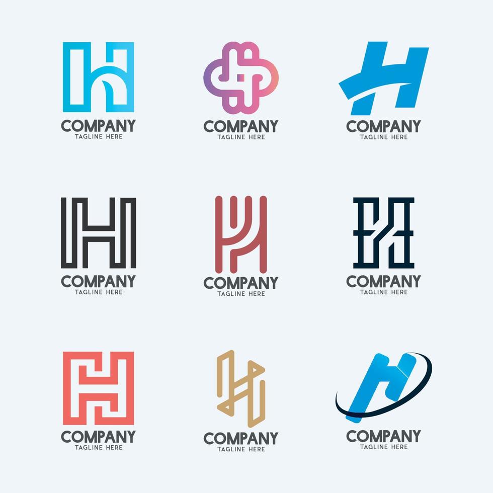 Creative Minimal Letter H logo design 2. Premium business logotype. vector