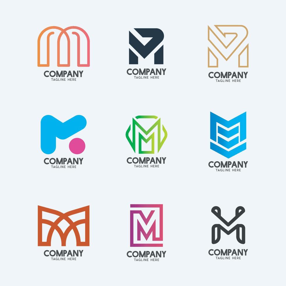 Creative Minimal Letter M logo design 2. Premium business logotype. vector