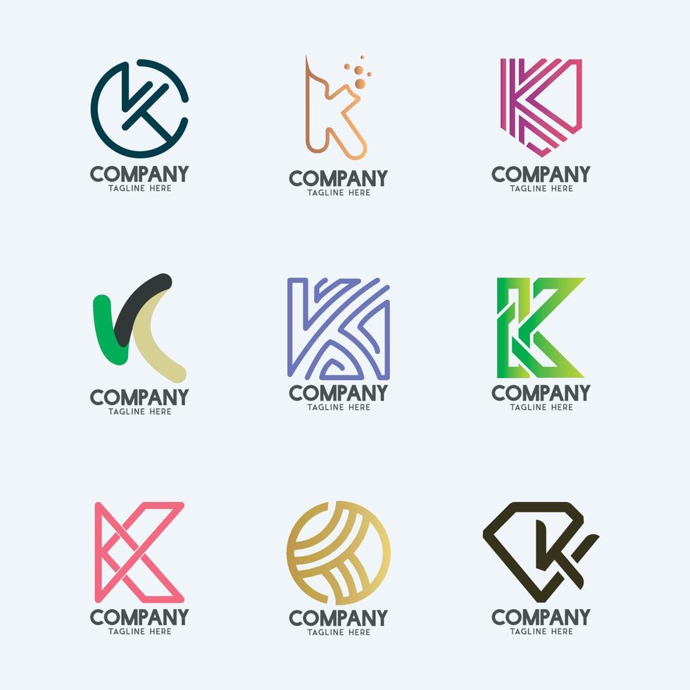 diseño de logotipo de letra k mínima creativa 2. logotipo de empresa premium. vector