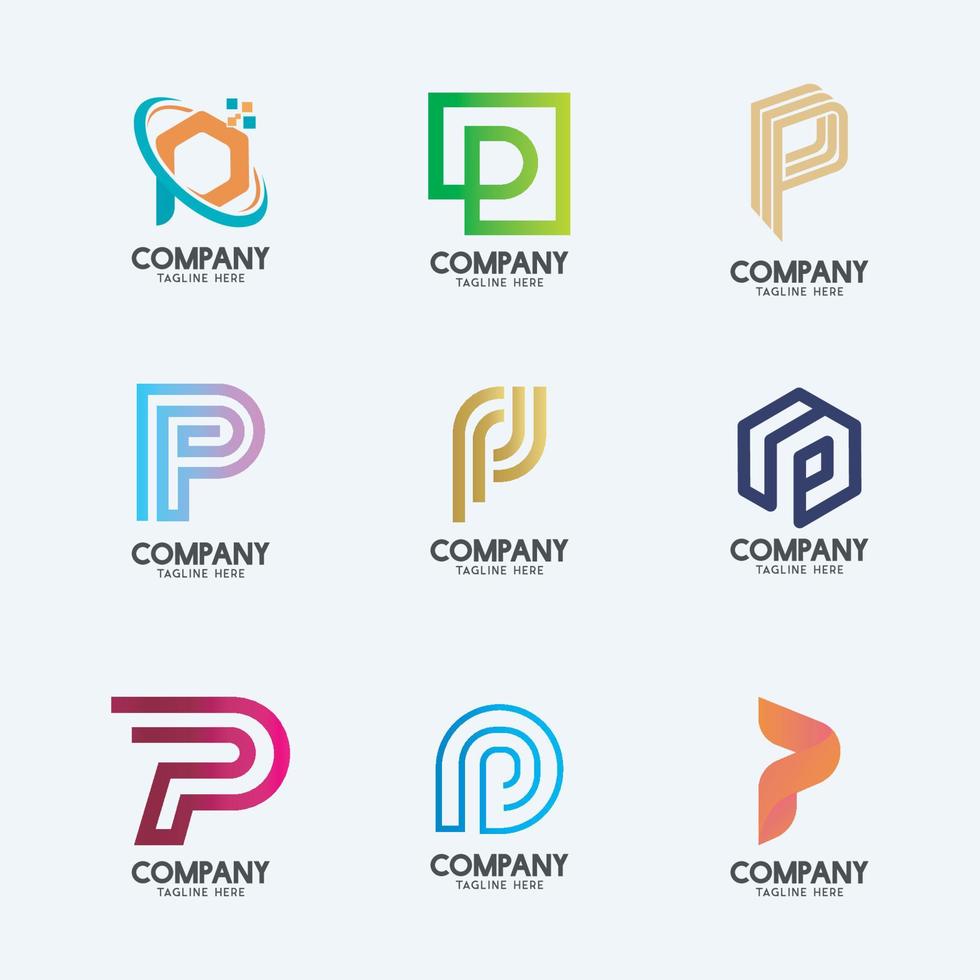 diseño creativo mínimo del logotipo de la letra p. logotipo de empresa premium. vector