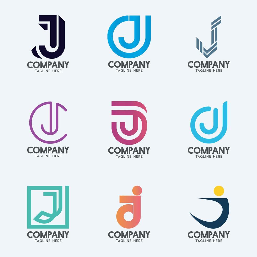 diseño de logotipo de letra j mínima creativa 2. logotipo de empresa premium. vector