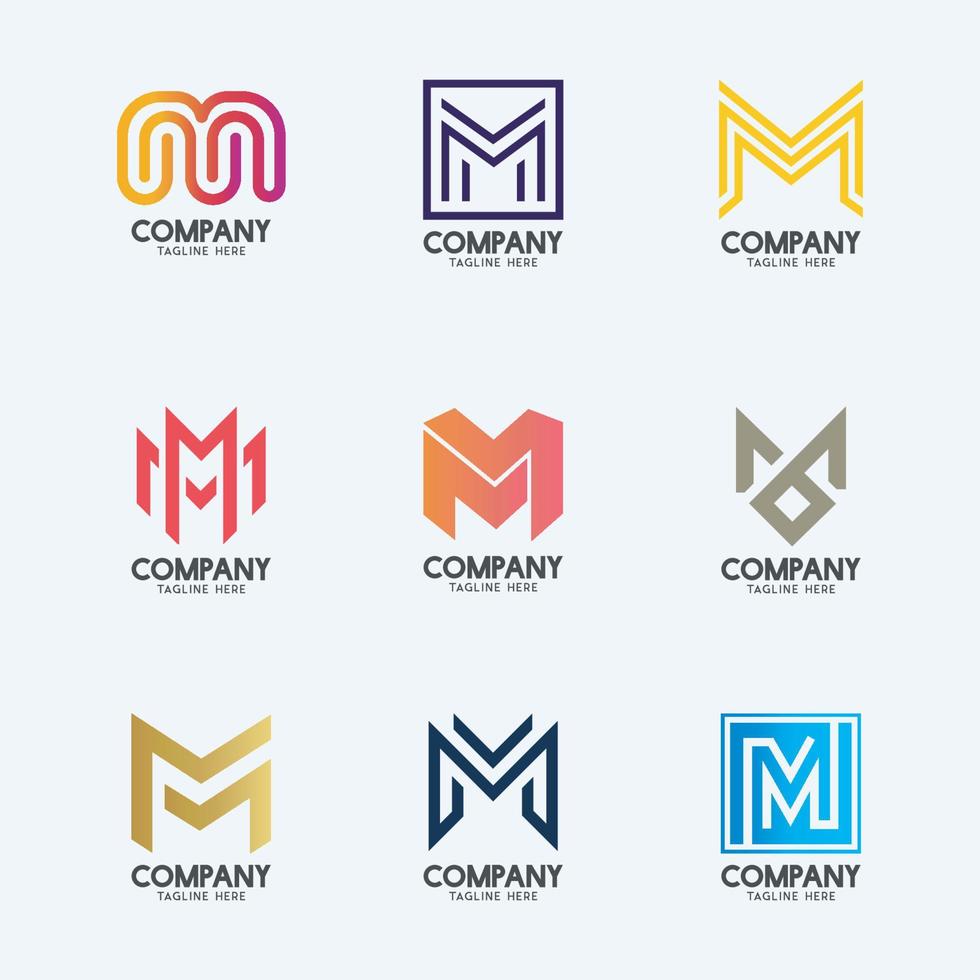 diseño creativo del logotipo de la letra m mínima. logotipo de empresa premium. vector