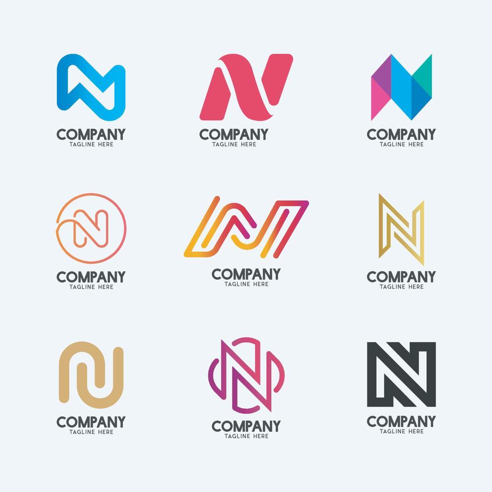 Creative Minimal Letter N logo design 2. Premium business logotype. vector
