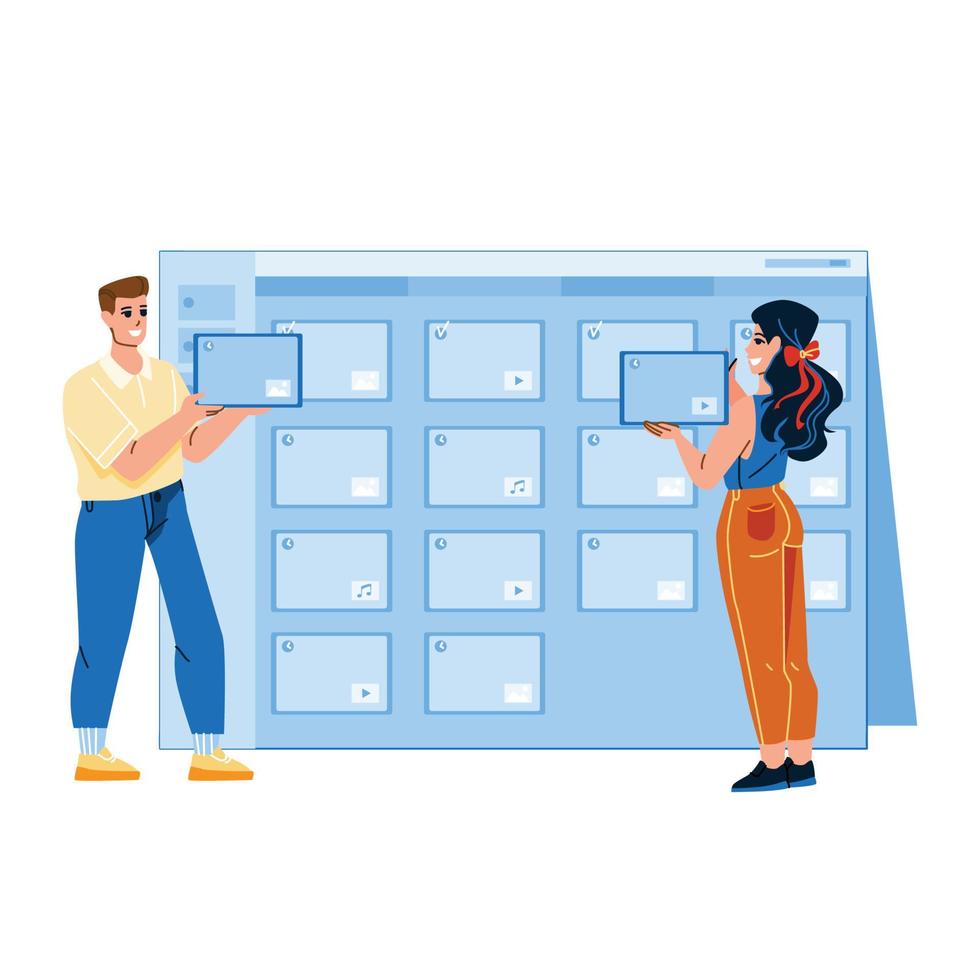 Content Schedule Planning Bloggers People Vector