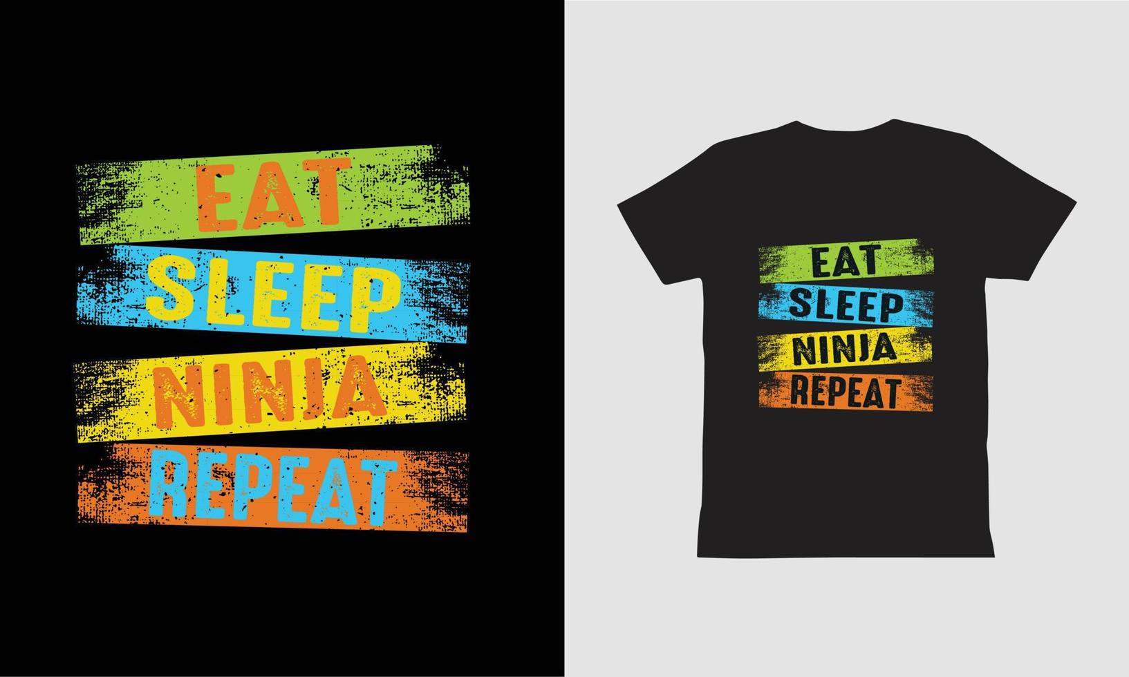 comer dormir ninja repetir-diseño de camiseta. vector