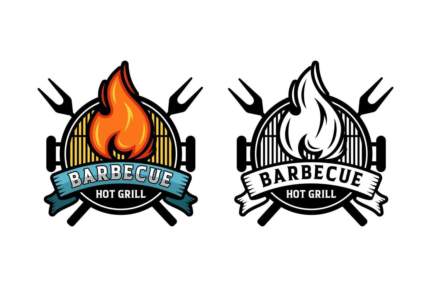 colección de logotipos de diseño de parrilla caliente de barbacoa vector