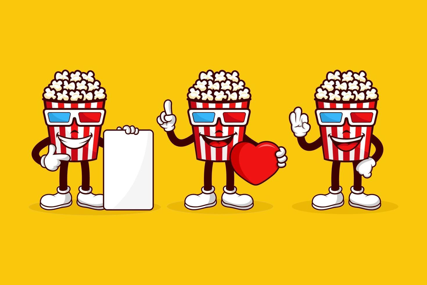 Popcorn cartoon character vector design collection