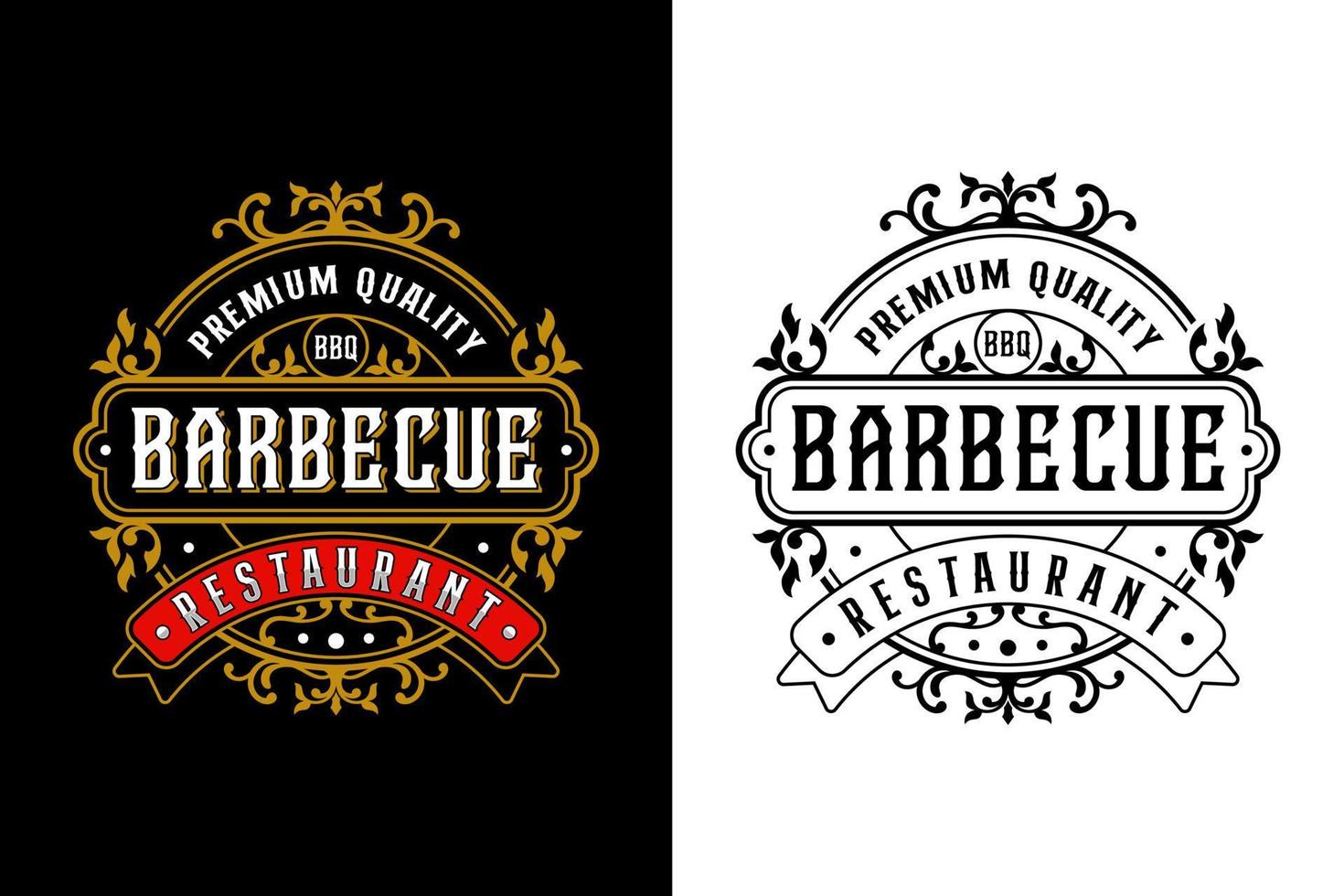 Barbecue restaurant premium quality vintage design logo vector