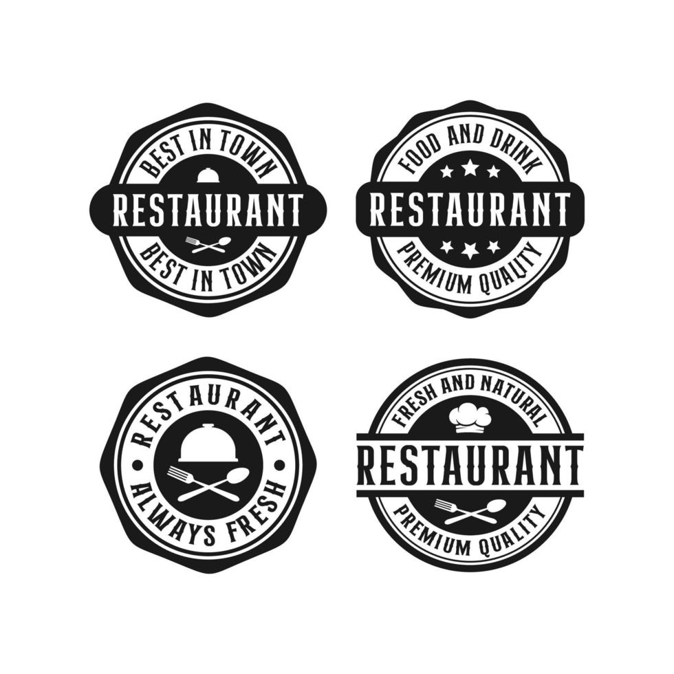 colección de logotipos de diseño de sellos de insignia de restaurante vector