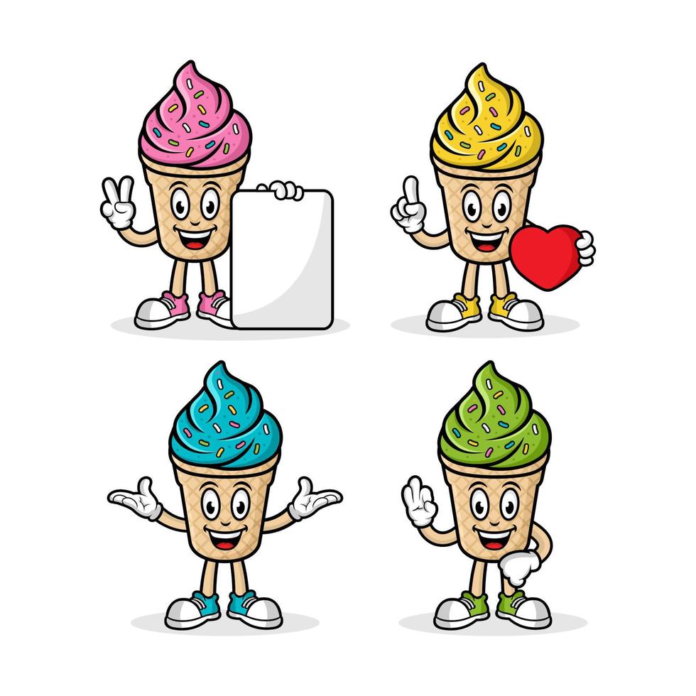 Ice cream mascot cartoon character vector design illustration collection