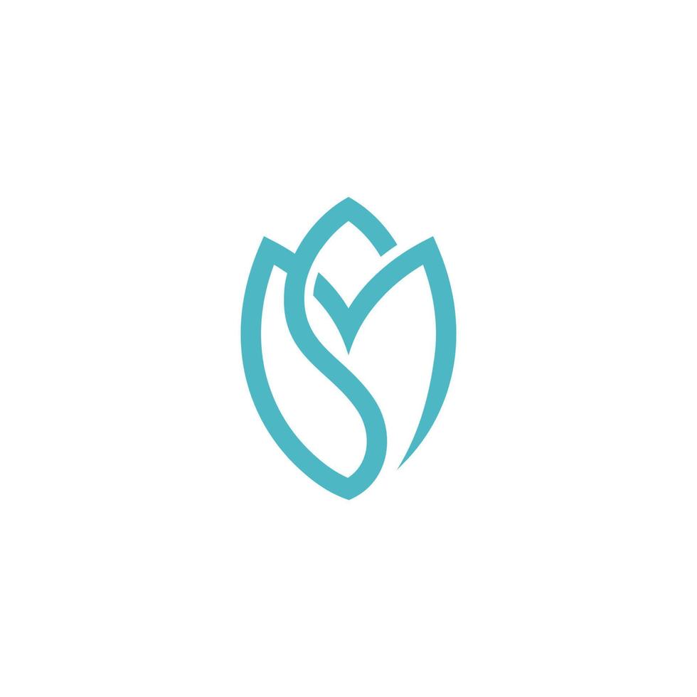 Blue Letter SM or MS Initial Logo Design vector
