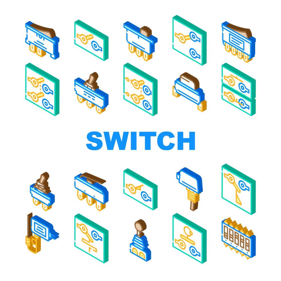 Switch Electricity Accessory Icons Set Vector