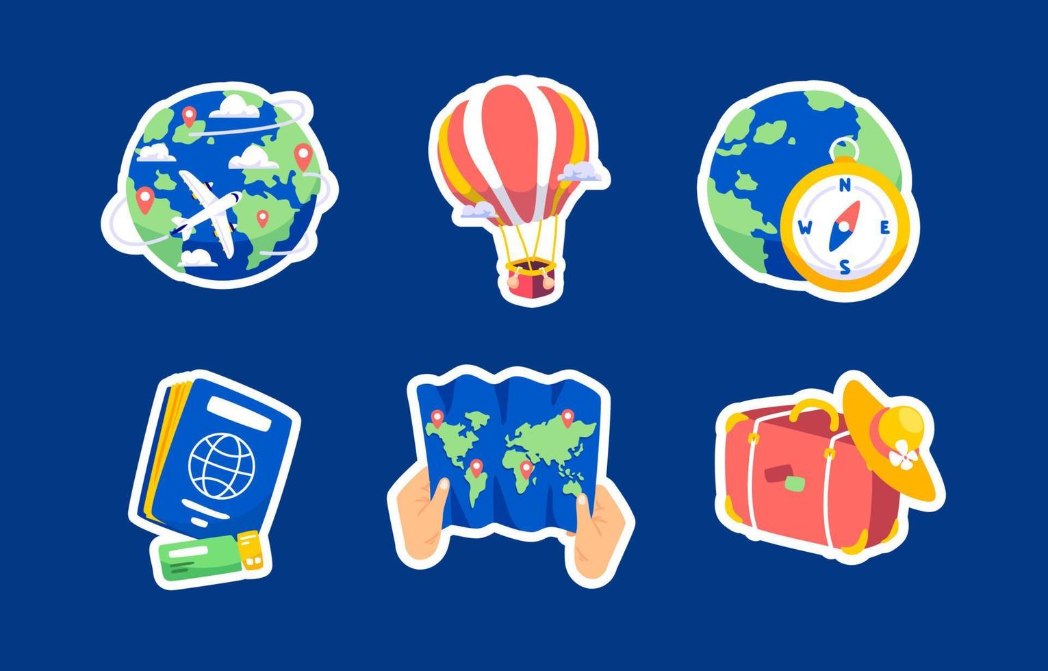 World Tourism Day Sticker Set vector