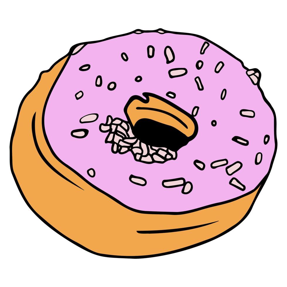 Doodle of the donut. Hand-drawn fast food illustration.  Art of the donut illustration vector