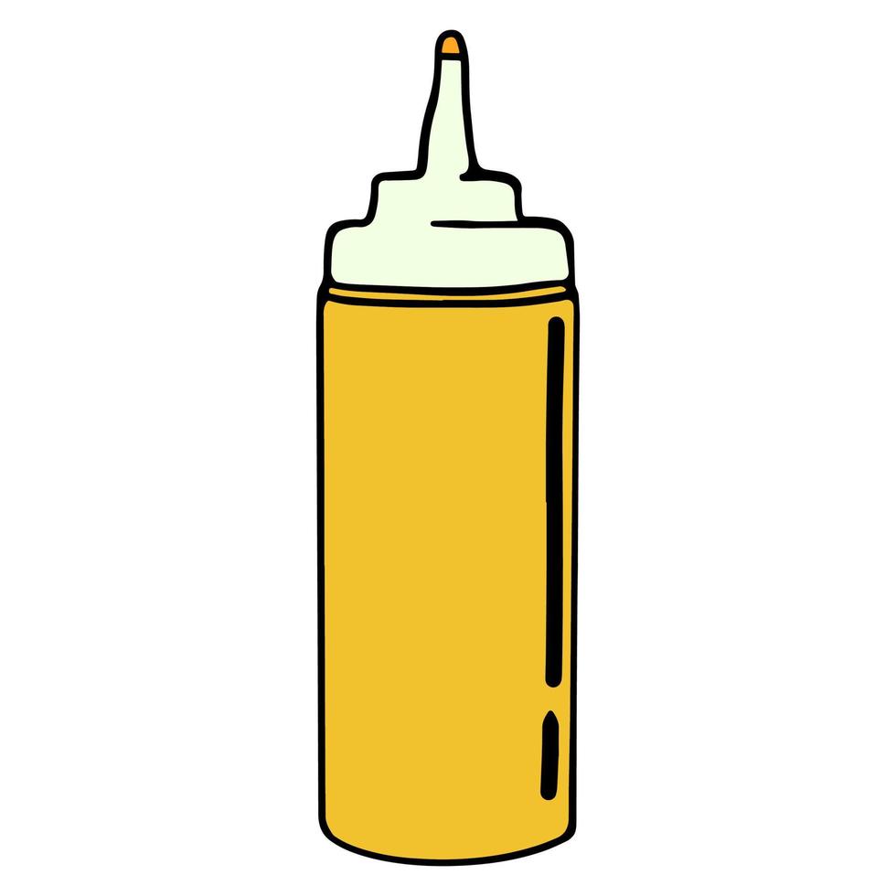 Doodle of the mustard. Hand-drawn fast food illustration.  Art of the mustard illustration vector