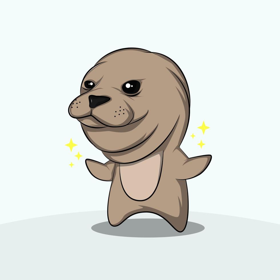 cute seals cartoon animals vector