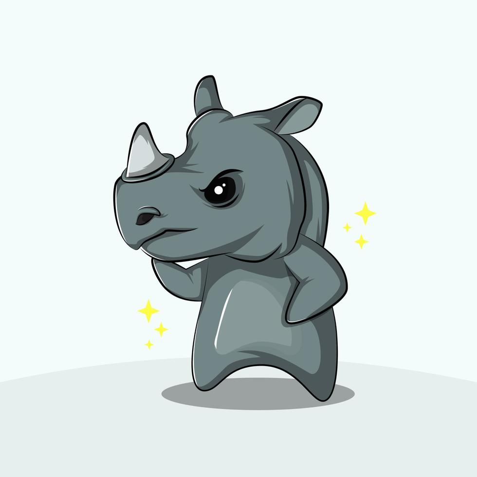 cute rhino cartoon animal vector