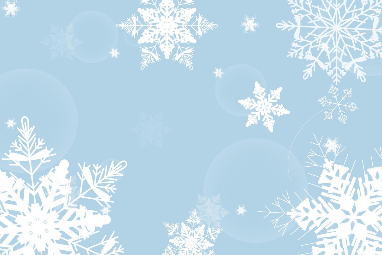 fondo de invierno de navidad con copos de nieve. tarjeta de felicitación de vacaciones con fondo de copo de nieve. para texto, venta y más. vector