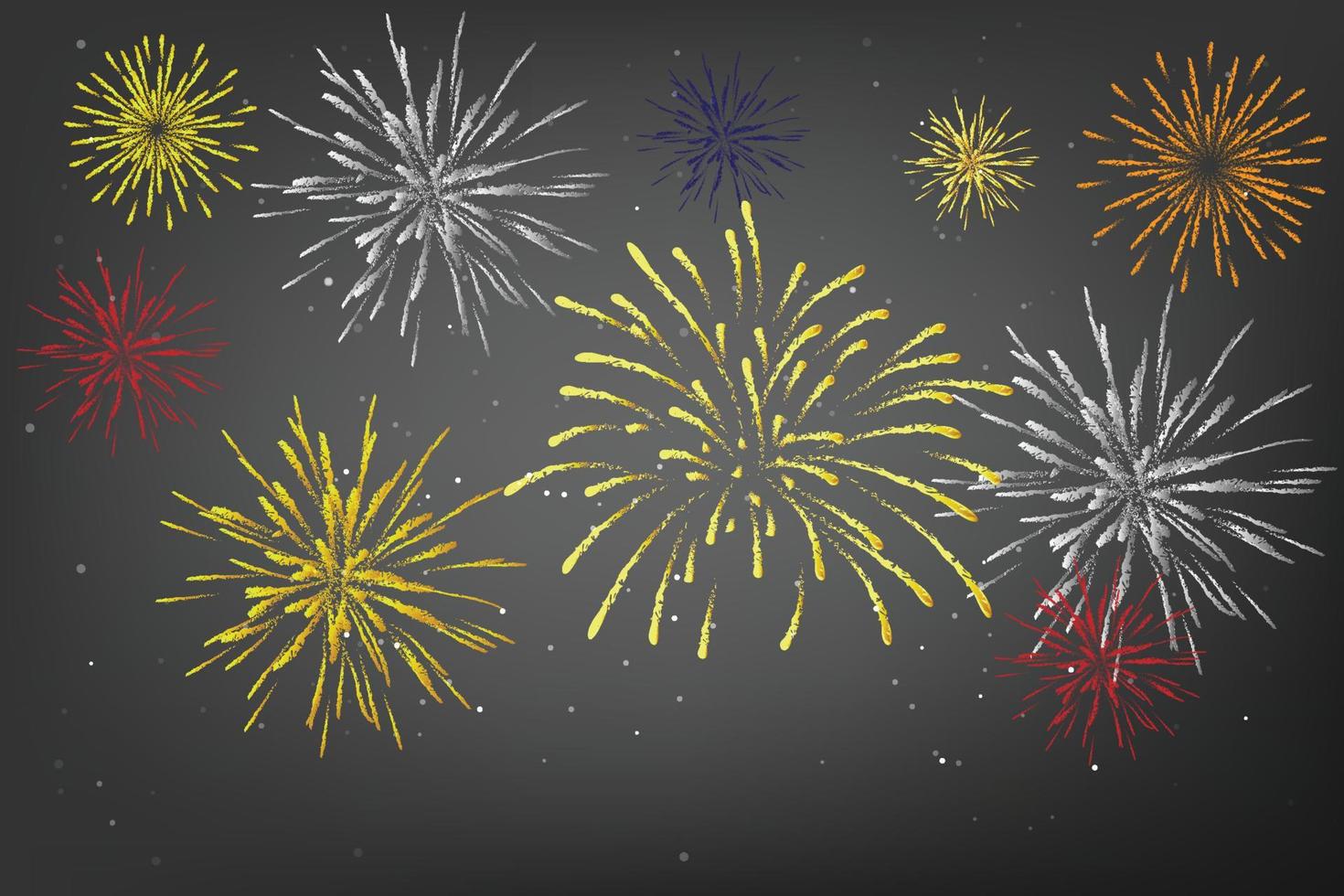 fuegos artificiales coloridos sobre fondo crepuscular. concepto de año nuevo vector