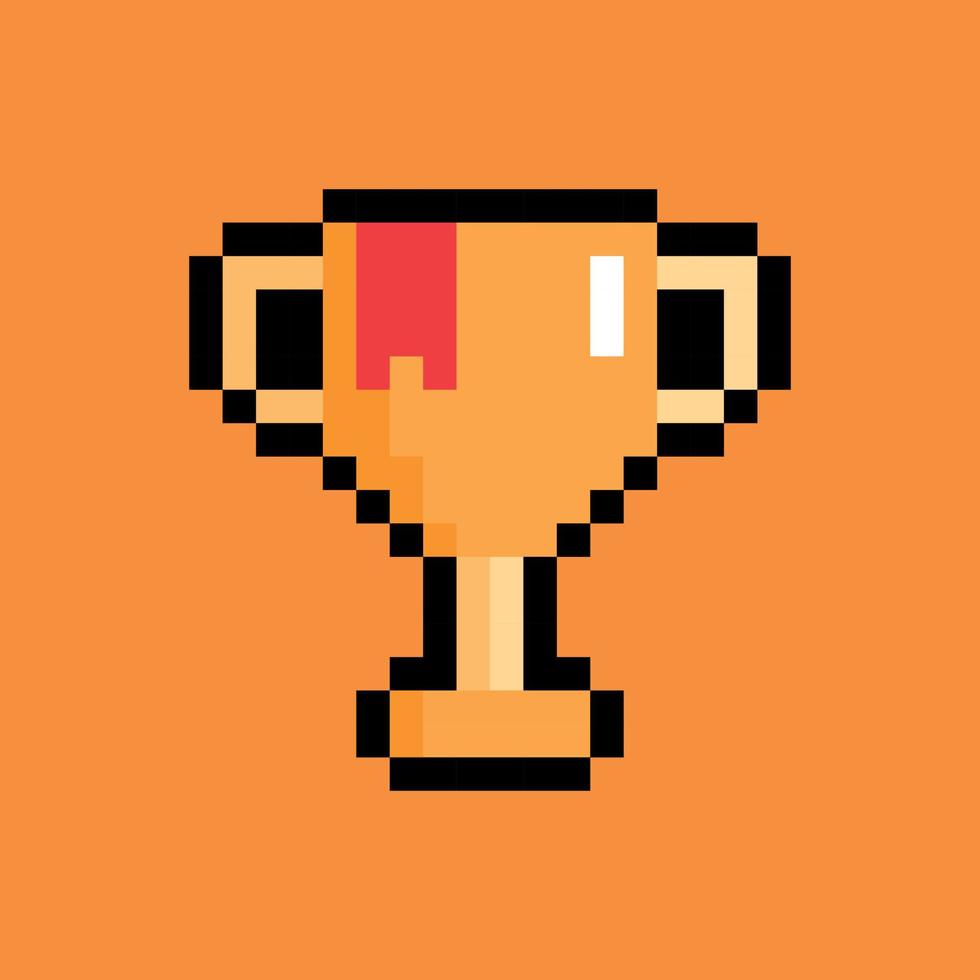 Pixel art. winner trophy isolated vector