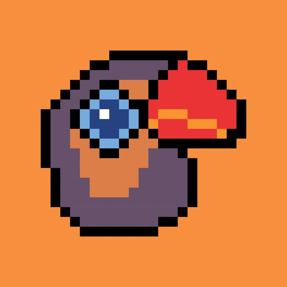 Pixel art. parrot bird isolated vector