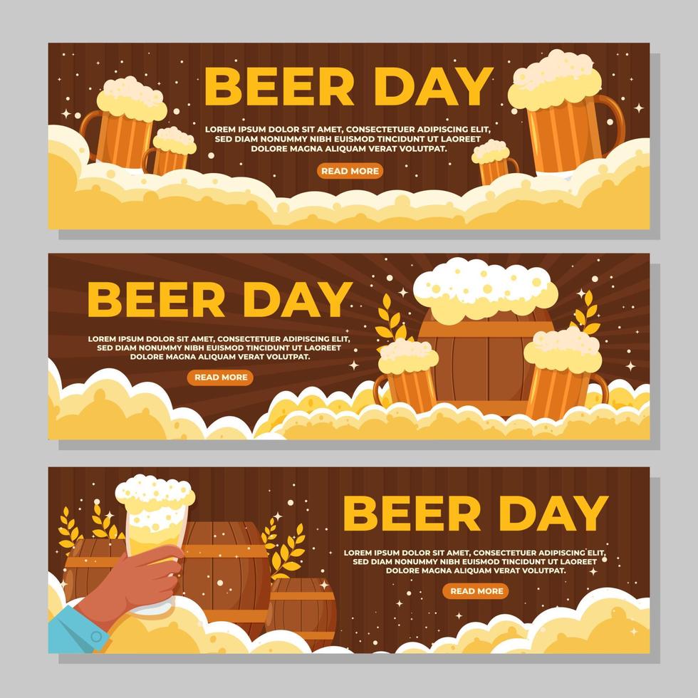 Banners Set of Beer Day vector