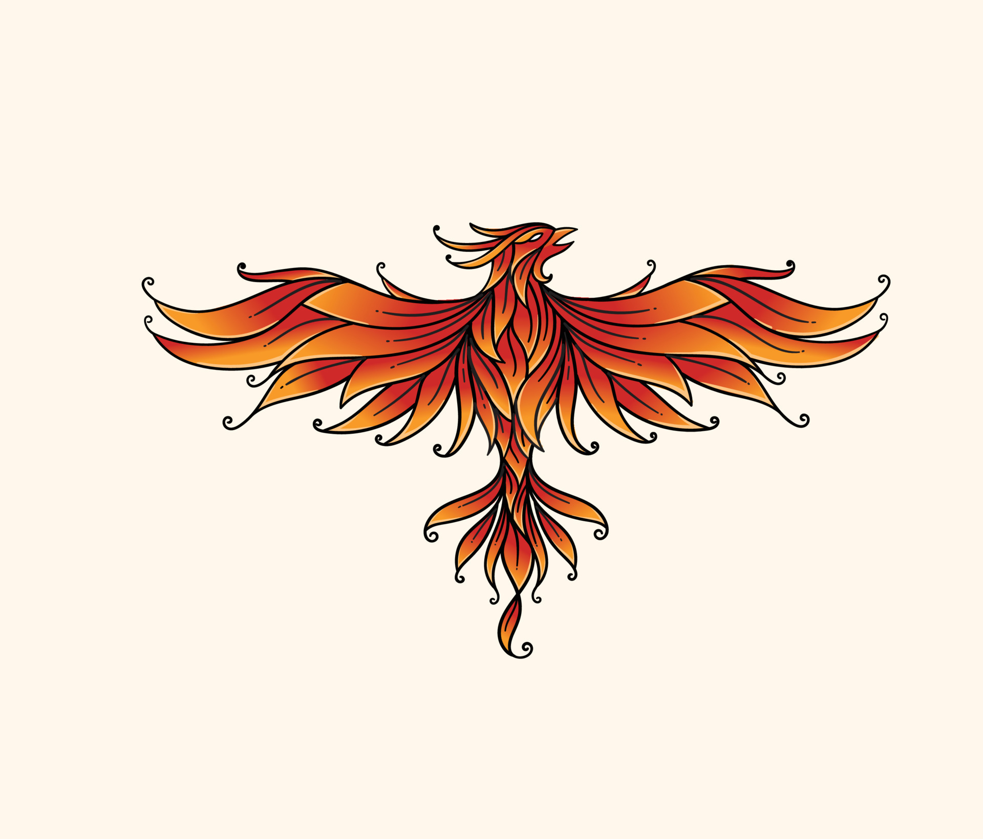 decorative flying phoenix bird vector illustration 8247166 Vector Art at Vecteezy