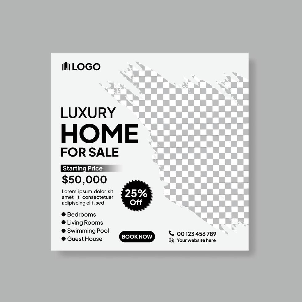 Real estate house property social media post template vector