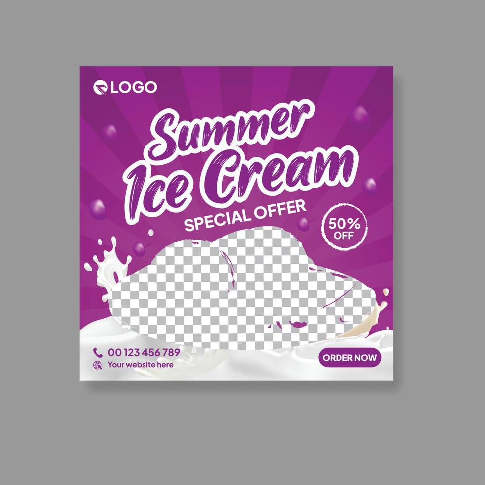 Ice cream social media post and web banner template vector