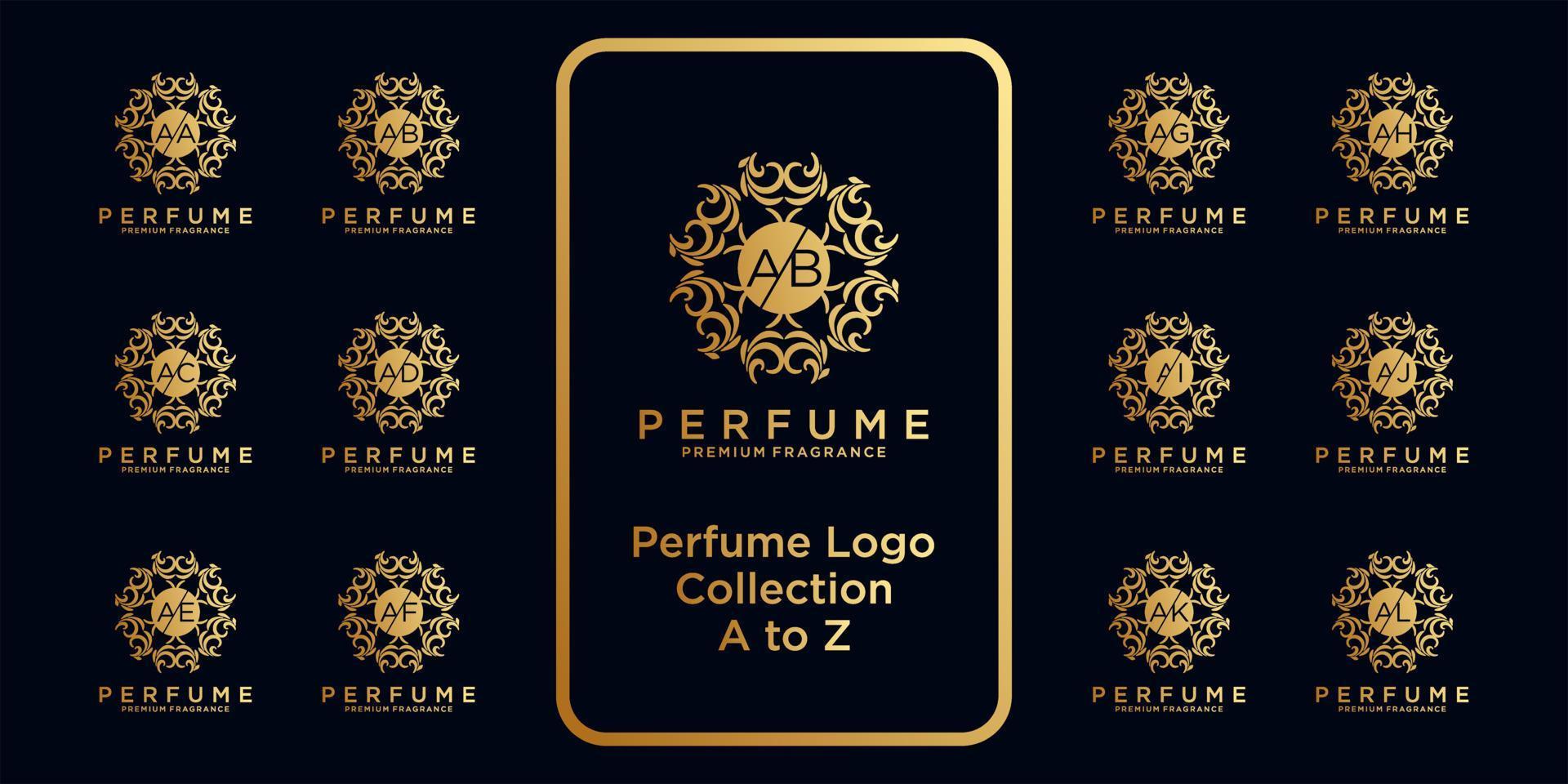 luxury perfume logo collection with initial concept. vector