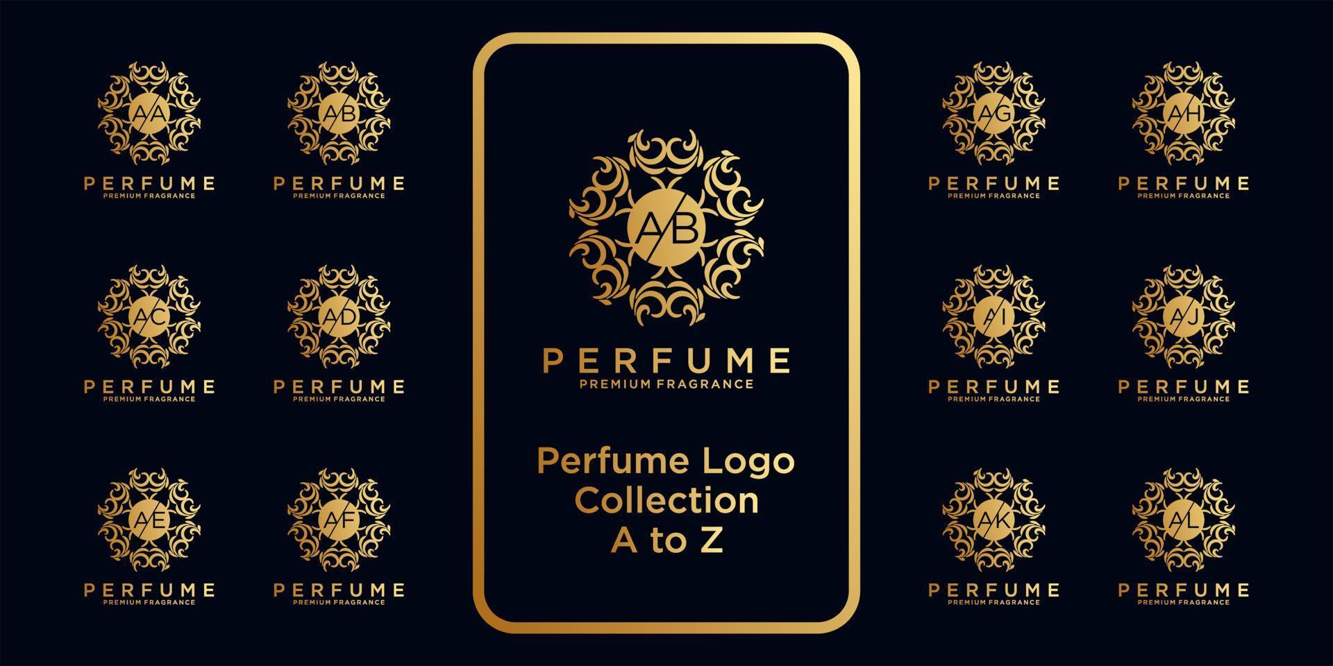 luxury perfume logo collection with initial concept. vector