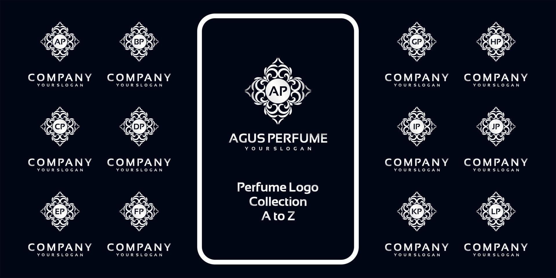 luxury perfume logo collection with initial concept. vector