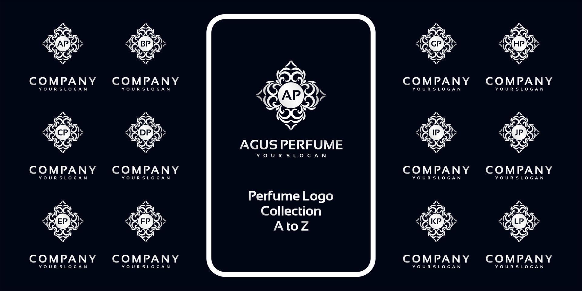 luxury perfume logo collection with initial concept. vector