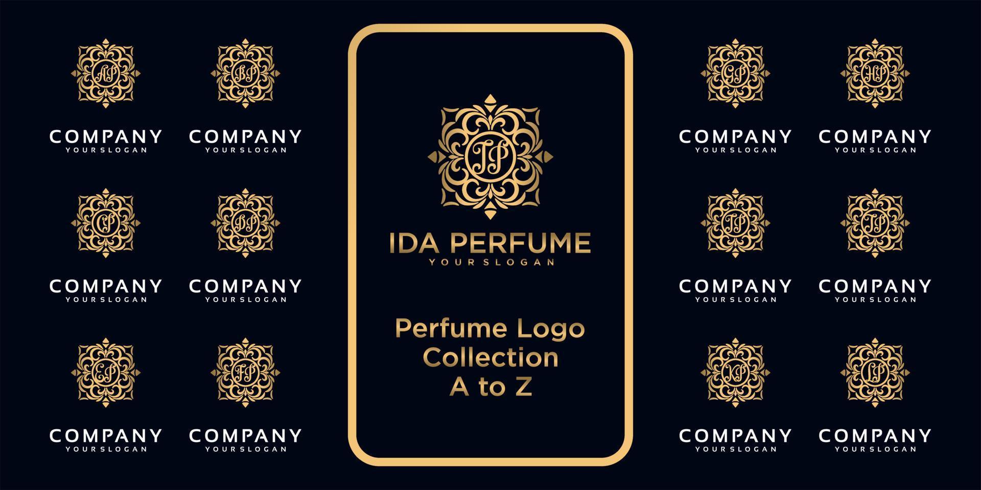 luxury perfume logo collection with initial concept. vector
