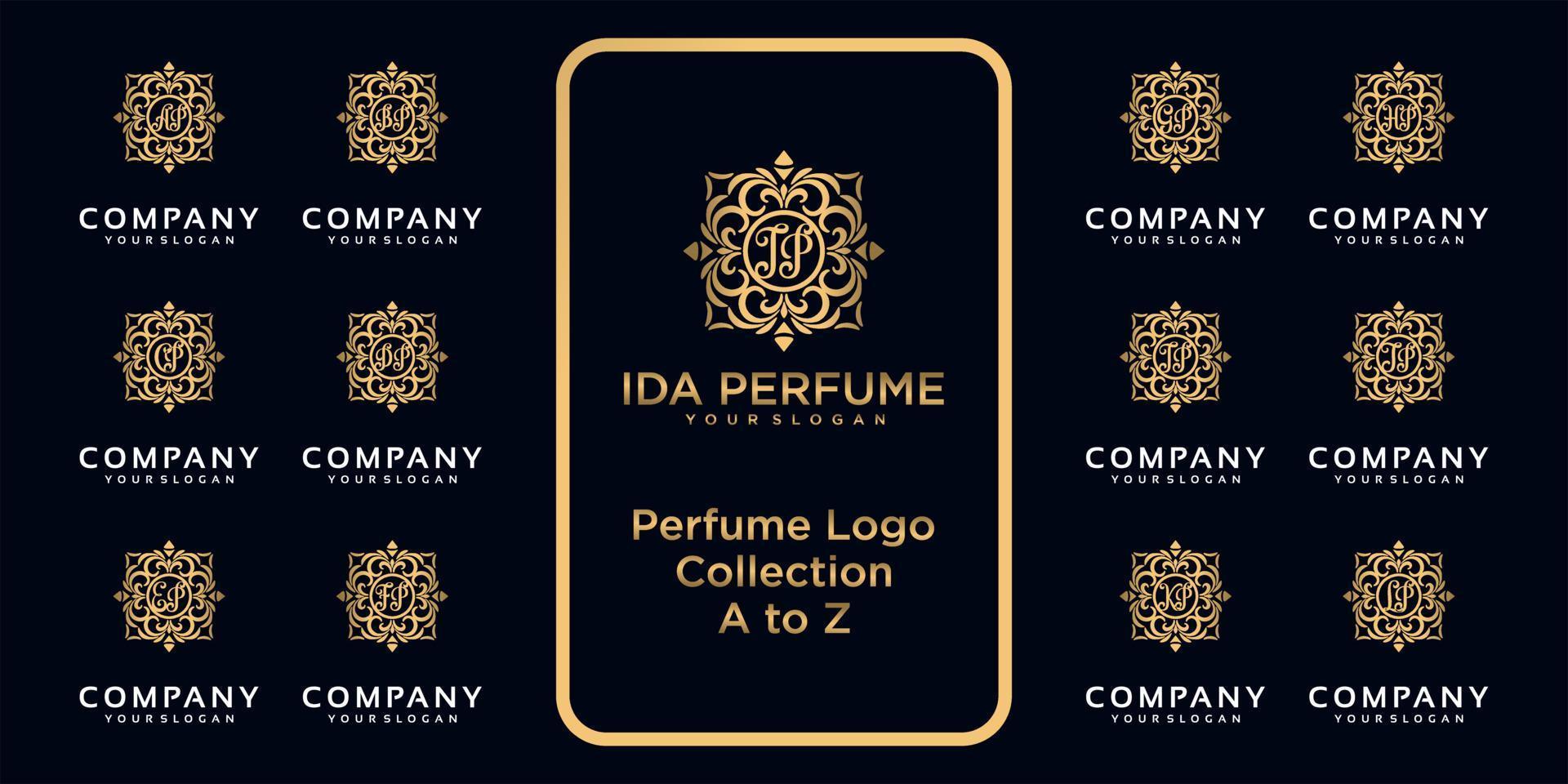 luxury perfume logo collection with initial concept. vector