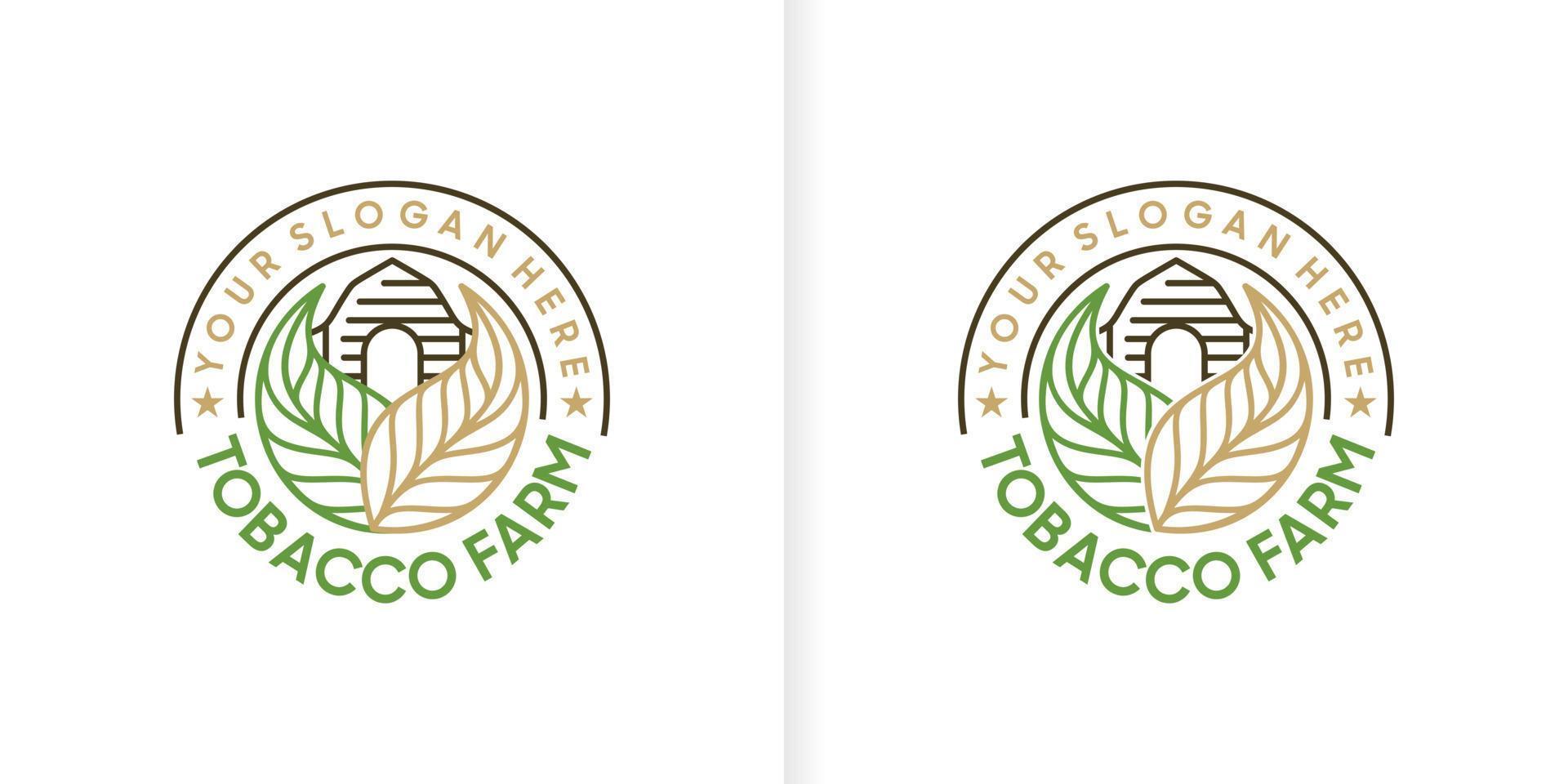 vintage tobacco farm logo with line art style, logo reference vector