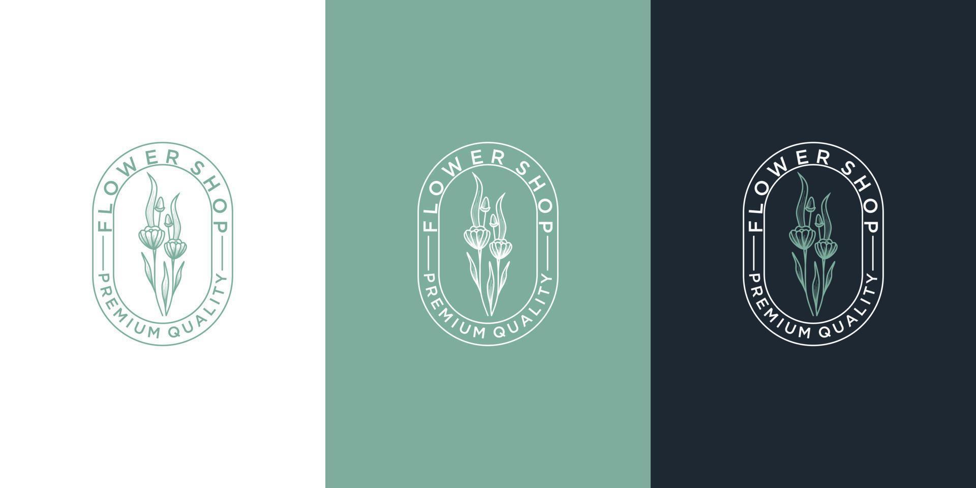 Feminine luxury flower logo vector