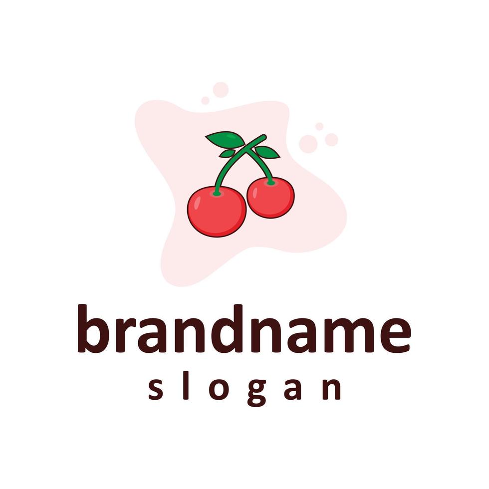Vector graphic of fresh cherry logo design template