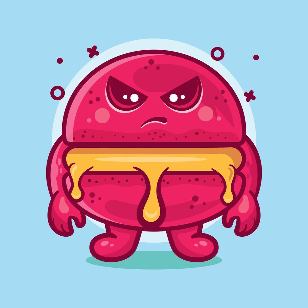 macaron bakery character mascot with angry expression isolated cartoon in flat style design vector