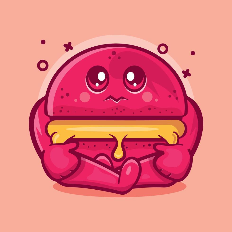 linda mascota de personaje de panadería macaron con expresión triste dibujos animados aislados en diseño de estilo plano vector