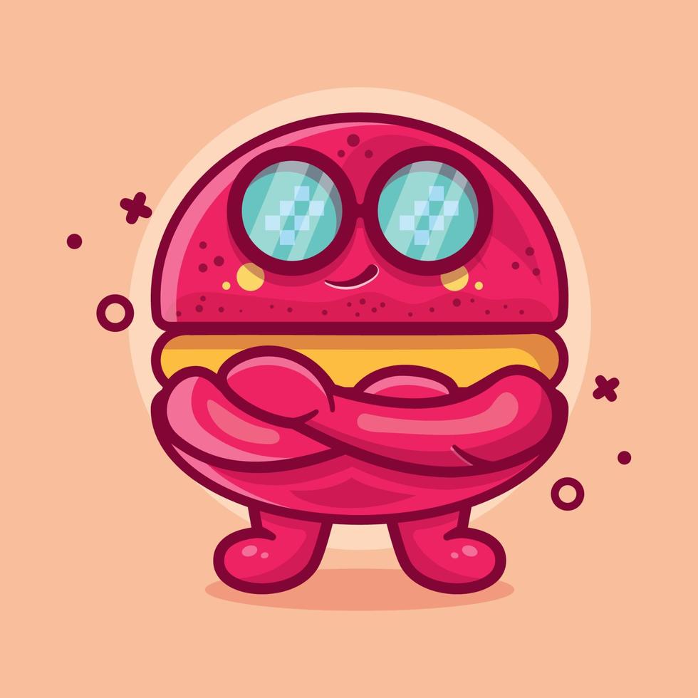 linda mascota de personaje de panadería macaron con expresión fresca dibujos animados aislados en diseño de estilo plano vector