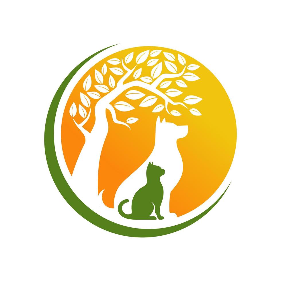 logotipo veterinario, diseño de logotipo de gato y perro, cuidado de mascotas, logotipo de clínica veterinaria, clínica de mascotas. vector