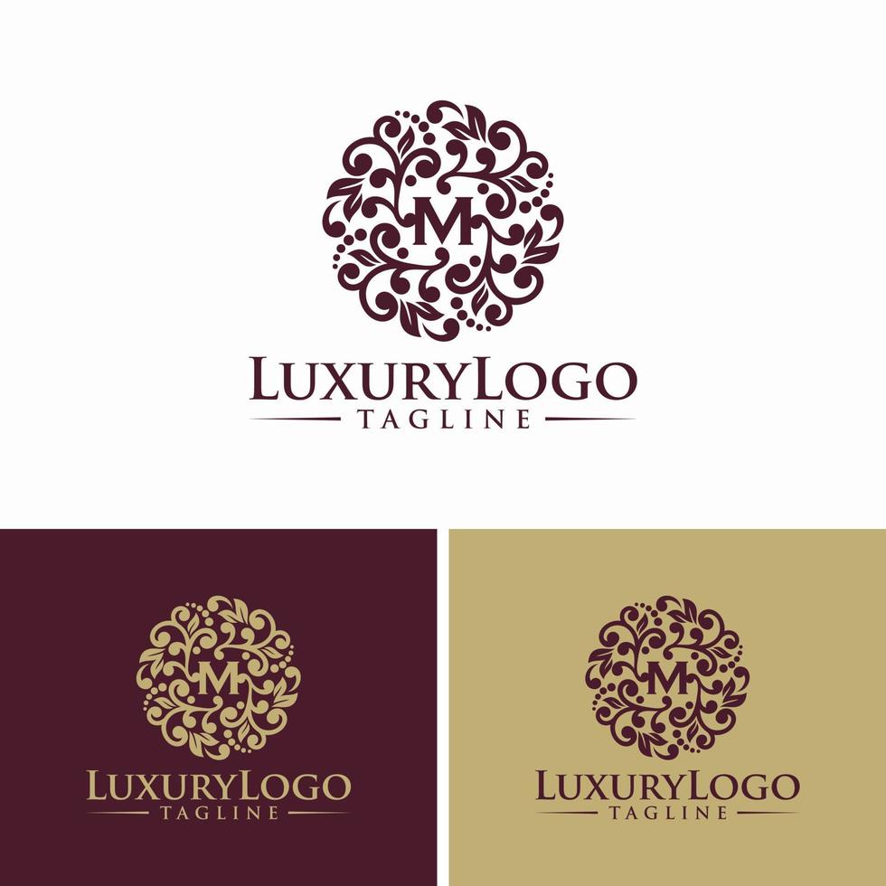 plantilla de logotipo de círculo de lujo heráldico floral en vector para restaurante, realeza, boutique, cafetería, hotel, joyería, moda y otras ilustraciones de vectores