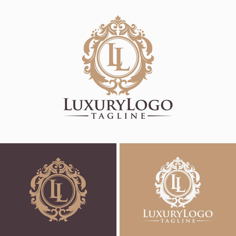 plantilla de logotipo de círculo de lujo heráldico floral en vector para restaurante, realeza, boutique, cafetería, hotel, joyería, moda y otras ilustraciones de vectores