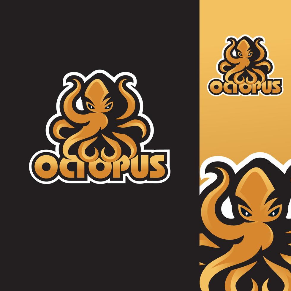 Octopus e-sport logo mascot design vector illustration