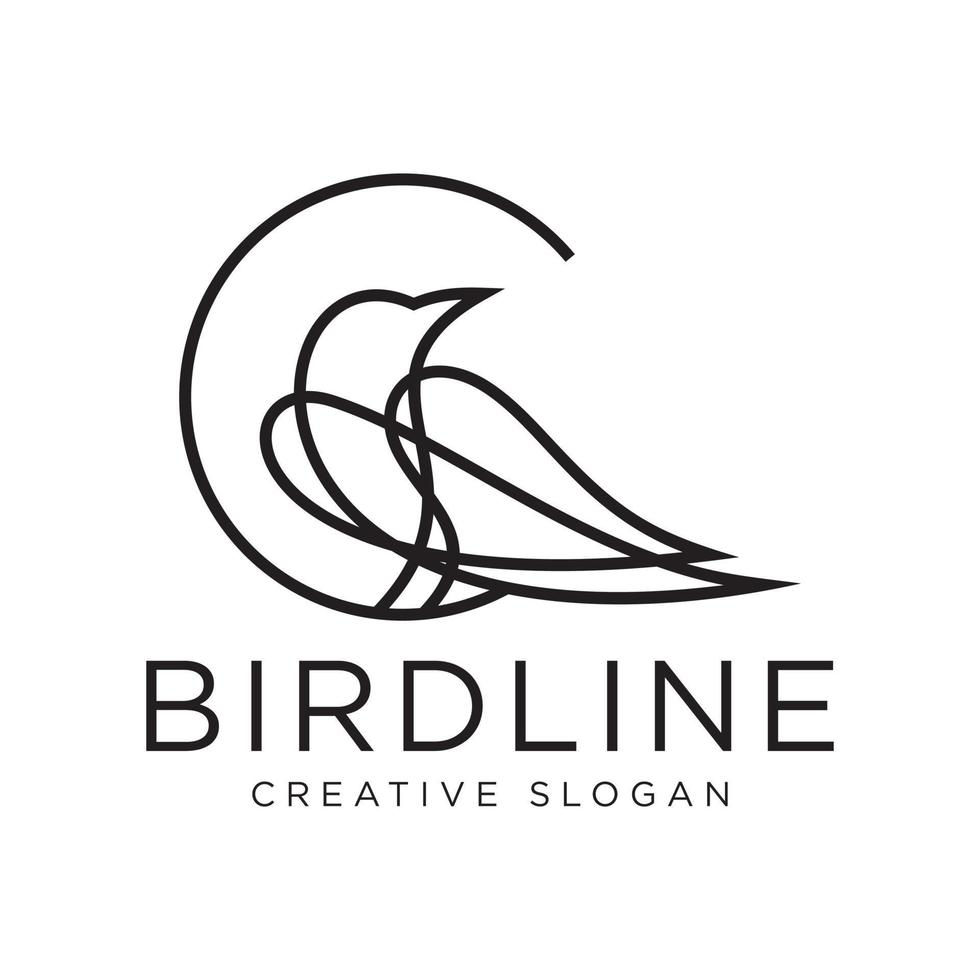 Bird Logo Abstract Lineart Outline Design Vector Template