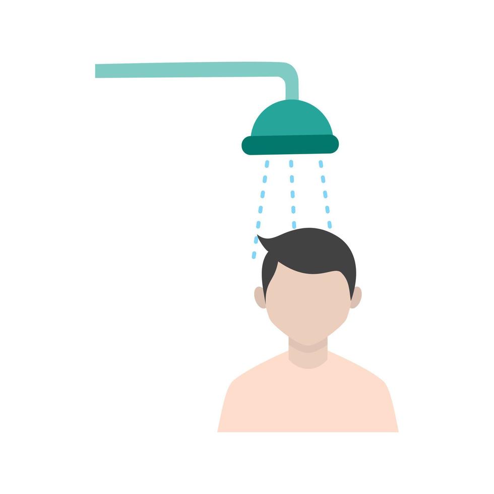 Taking Shower Flat Multicolor Icon vector