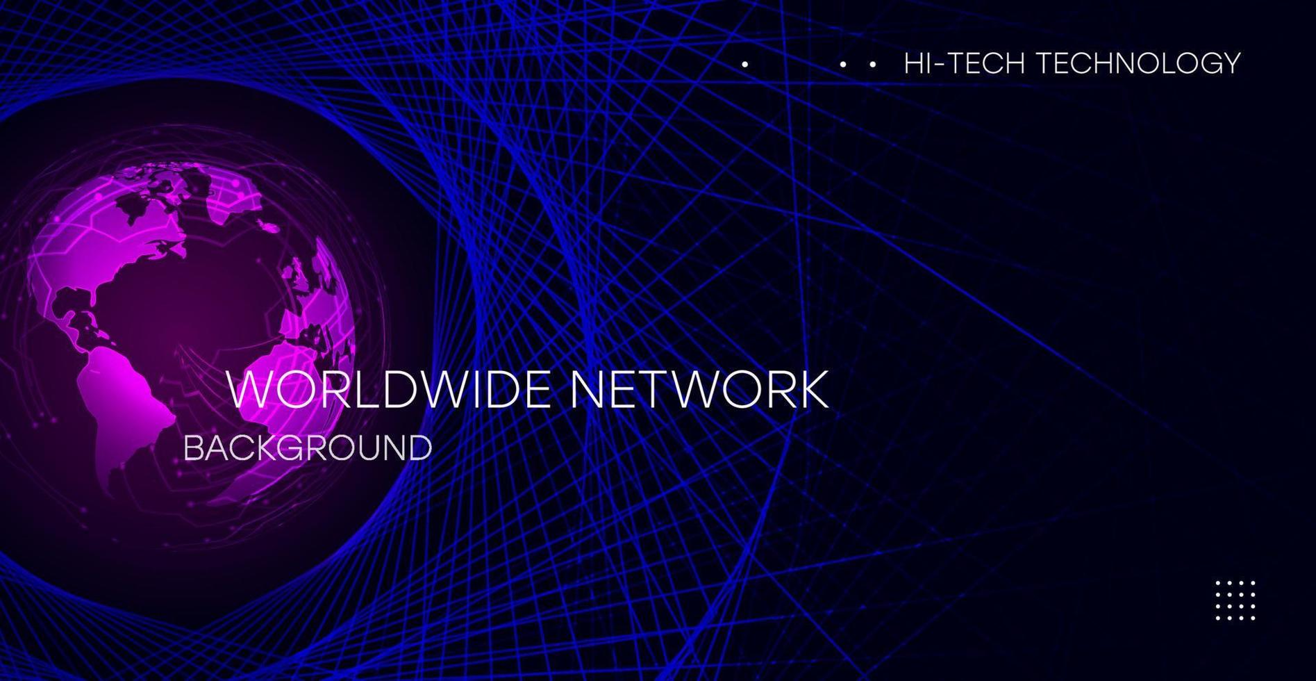 Abstract technology internet. World map network connection global business future. Futuristic background, outer space. vector