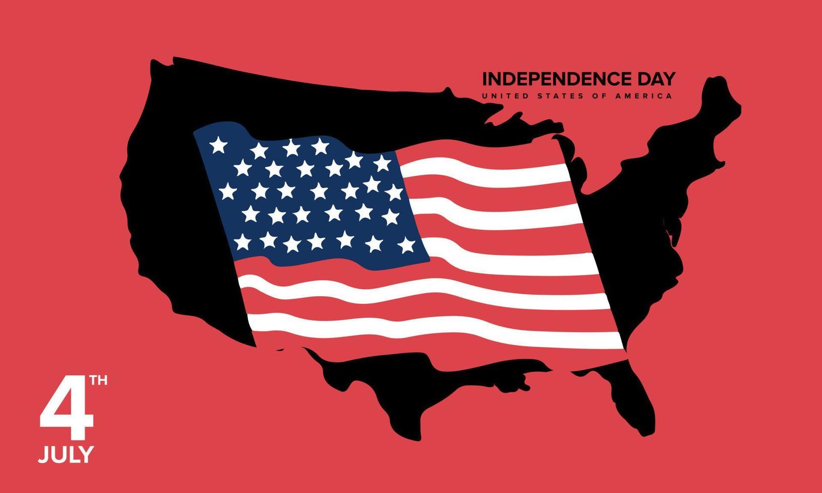 nosotros día de la independencia con mapa y bandera. 4 de julio ilustración vectorial vector