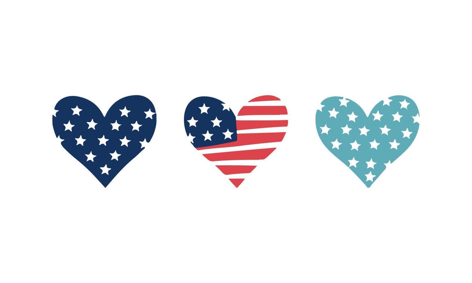 Simple abstract love icon of 4 July Independence day. Vector illustration